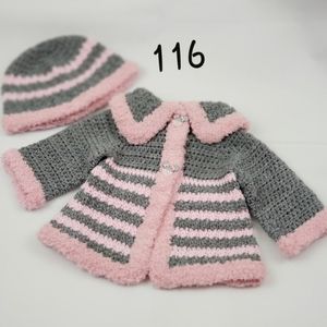 Newborn Crochet sweater with matching hat